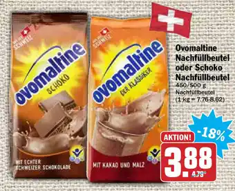 HIT Ullrich Ovomaltine Nachfüllbeautel oder Schoko Nachfüllbeutel 450/500g Angebot