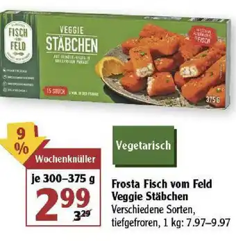 Globus Frosta Fisch vom Feld Veggie Stäbchen 300-375g Angebot