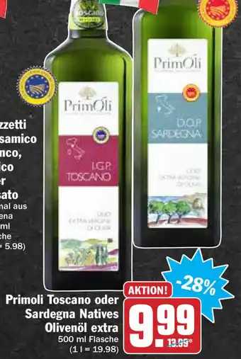 Hit Primoli Toscano oder Sardegna NAtives Olivenöl extra 500ml Angebot