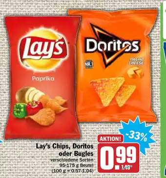 HIT Ullrich Lay's Chips, Doritos oder Bugles 95-175g Beutel Angebot