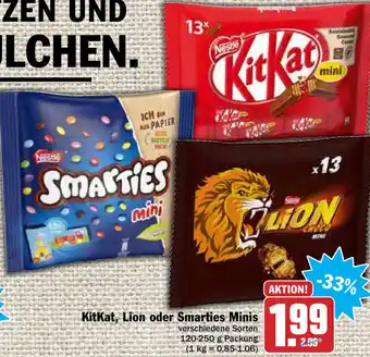 Hit Kitkat, Lion oder Smarties Minis 120-250g Angebot