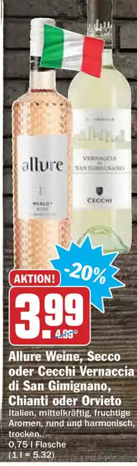 Hit Allure Weine, Secco oder Cecchi Vernaccia de San Gimignano Chianti oder Orvieto Angebot