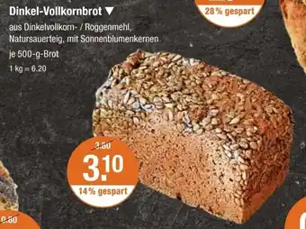 V Markt Dinkel-Vollkornbrot je 500-g-Brot Angebot