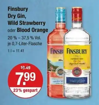 V Markt Finsbury Dry Gin, Wild Strawberry oder Blood Orange 20 % -37,5 % Vol. je 0,7-Liter-Flasche Angebot