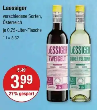 V Markt Laessiger verschiedene Sorten, Österreich je 0,75-Liter-Flasche Angebot