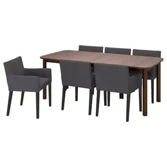 IKEA Strandtorp / mårenäs tisch und 6 armlehnstühle braun/schwarz gunnared dunkelgrau Angebot