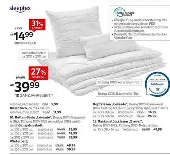 XXXLutz Sleeptex Kopfkissen Ganzjahresbett Angebot