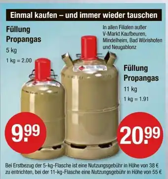 V Markt Füllung Propangas 11 kg Angebot