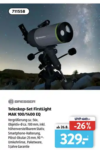 Aldi Süd Bresser Teleskop Set FirstLight MAK 100/1400 EQ Angebot