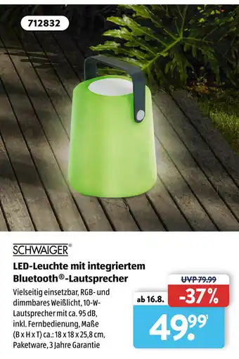 Aldi Süd Schwaiger LED Leuchte mit integriertem Bluetooth Lautsprecher Angebot