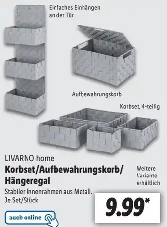 Lidl LIVARNO home Korbset/Aufbewahrungskorb/ Hängeregal Angebot