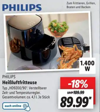 Lidl PHILIPS Heißluftfritteuse ,,HD9200/90" Angebot