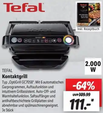 Lidl TEFAL Kontaktgrill ,,OptiGrill GC7058" Angebot