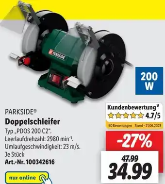 Lidl PARKSIDEⓇ Doppelschleifer ,,PDOS 200 C2" Angebot