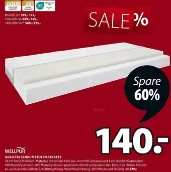 Jysk WELLPUR GOLD F30 SCHAUMSTOFFMATRATZE Angebot
