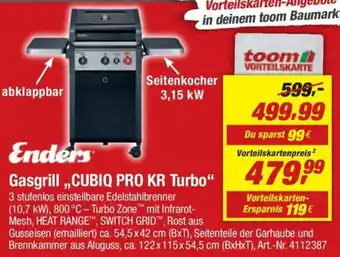 toom Baumarkt Enders Gasgrill ,,CUBIQ PRO KR Turbo" Angebot