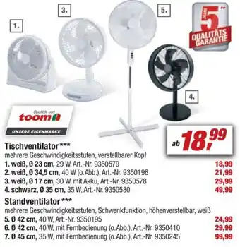 toom Baumarkt Tischventilator Angebot