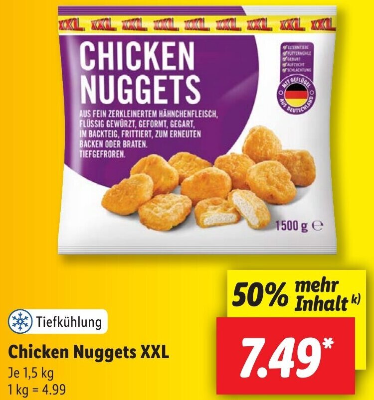 Chicken Nuggets XXL 1,5 kg Angebot bei Lidl
