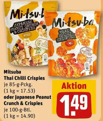 REWE Mitsuba Thai Chilli Crispies 85 g Pckg. oder Japanese Peanut Crunch & Crispies 100-g-Btl. Angebot