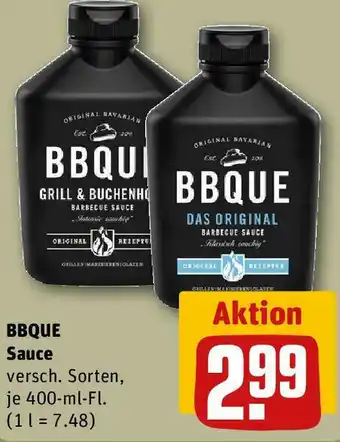 REWE BBQUE Sauce 400 ml Fl. Angebot