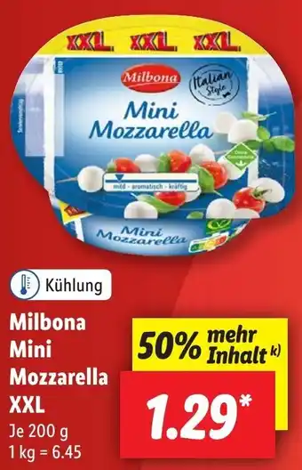 Lidl Milbona Mini Mozzarella XXL 200 g Angebot