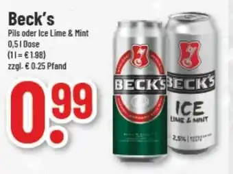 trinkgut Beck's Pils oder Ice Lime & Mint 500ml Angebot