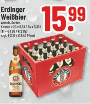 trinkgut Erdinger Weißbier 20*500/24*330ml Angebot