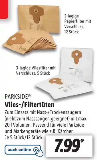 Lidl PARKSIDEⓇ Vlies-/Filtertüten Angebot