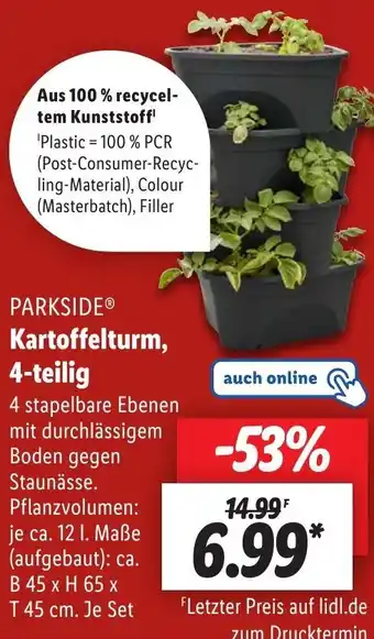 Lidl PARKSIDEⓇ Kartoffelturm, 4-teilig Angebot