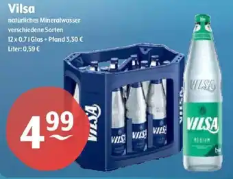 Getränke Hoffmann Vilsa natürliches Mineralwasser verschiedene Sorten 12 x 0,7l Angebot