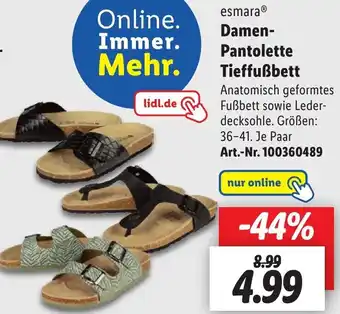 Lidl esmaraⓇ Damen Pantolette Tieffußbett Angebot