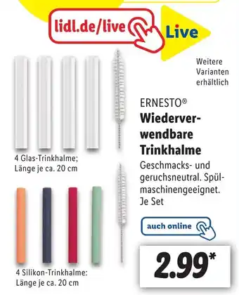 Lidl ERNESTOⓇ Wiederverwendbare Trinkhalme Angebot