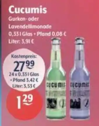 Getränke Hoffmann Cucumis Gurken-oder Lavendellimonade 330ml Angebot