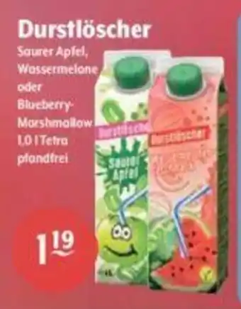 Getränke Hoffmann Durstlöscher Saurer Apfel, Wassermelone oder Blueberry Marshmallow 1,0l Angebot