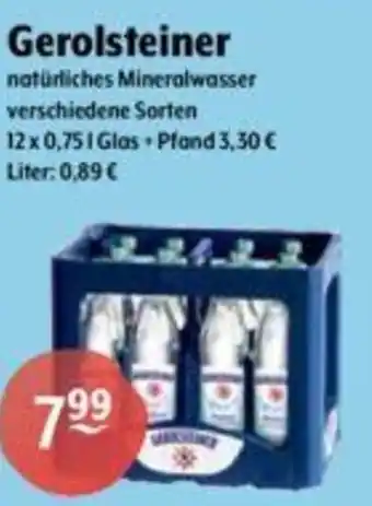 Getränke Hoffmann Gerolsteiner natürliches Mineralwasser verschiedene Sorten 12*750ml Angebot