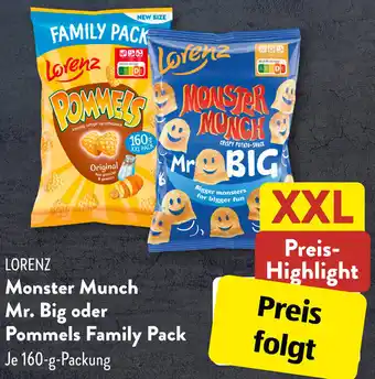 Aldi Süd Lorenz Monster Munch Mr. Big oder Pommels Family Pack 160-g-Packung Angebot