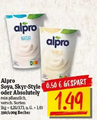 NP Discount Alpro Soya, Skyr-Style oder Absolutely 350/400g Becher Angebot