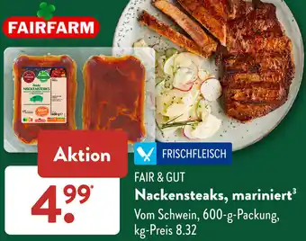 Aldi Süd FAIR & GUT Nackensteaks, mariniert 600 g Packung Angebot