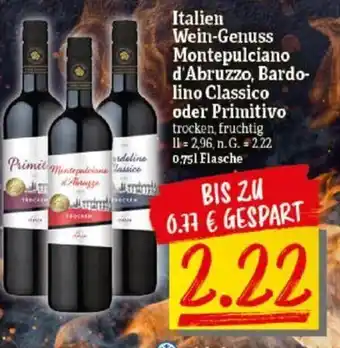 NP Discount Italien Wein-Genuss Montepulciano d'Abruzzo, Bardolino Classico oder Primitivo 0,751 Flasche Angebot