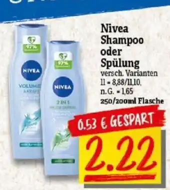 NP Discount Nivea Shampoo oder Spülung 250/200ml Flasche Angebot