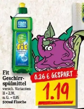 NP Discount Fit Geschirrspülmittel versch. Varianten 500ml Flasche Angebot