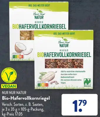 Aldi Süd NUR NUR NATUR Bio-Hafervollkornriegel 105-g-Packung Angebot