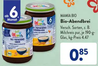 Aldi Süd MAMIA BIO Bio-Abendbrei 190 g Glas Angebot