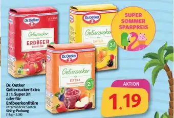 Markant Markt Dr. Oetker Gelierzucker Extra 2:1, Super 3:1 oder für Erdbeerkonfitüre verschiedene Sorten 500-g-Packung Angebot