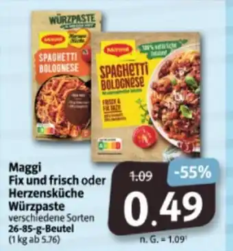 Markant Markt Maggi Fix und frisch oder Herzensküche Würzpaste verschiedene Sorten 26-85-g-Beutel Angebot