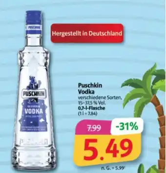 Markant Markt Puschkin Vodka verschiedene Sorten, 15-37,5 % Vol. 0,7-1-Flasche Angebot