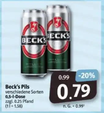 Markant Markt Beck's Pils verschiedene Sorten 0,5-1-Dose Angebot