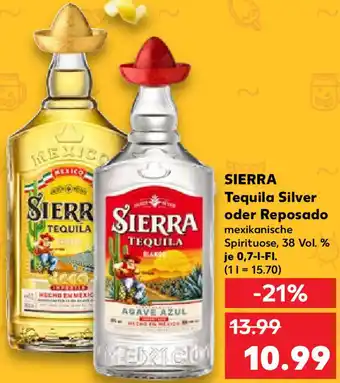 Kaufland SIERRA Tequila Silver oder Reposado 0,7 L-Fl. Angebot