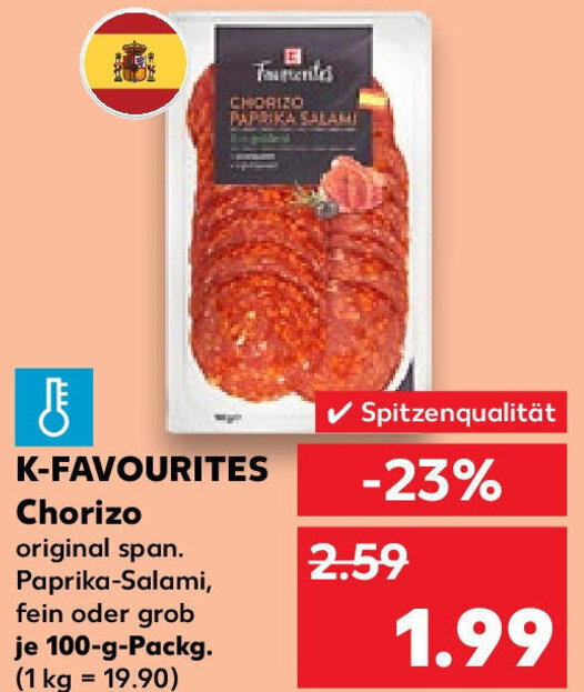 KFAVOURITES Chorizo 100gPackg. Angebot bei Kaufland