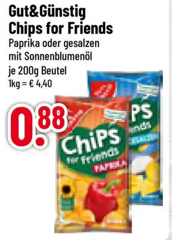 trinkgut Gut&Günstig Chips for Friends Paprika oder gesalzen mit Sonnenblumenöl je 200g Angebot